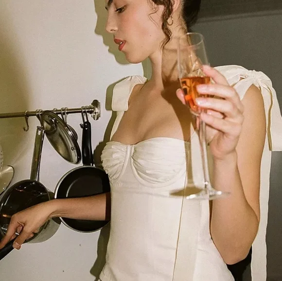 Statement Ribbon Bow Strap Cami Top in White - Picture 3 of 12